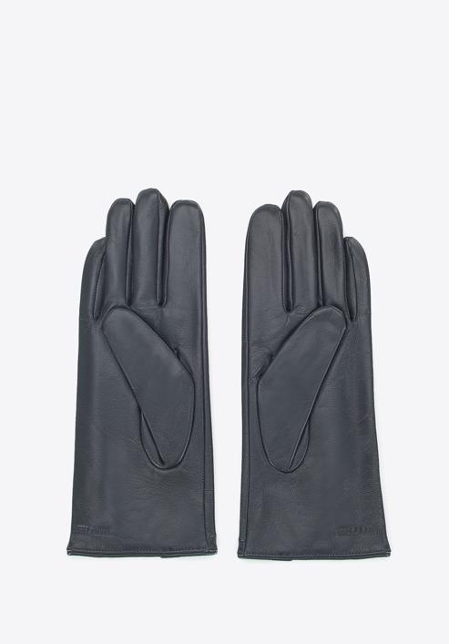 Damskie rękawiczki skórzane z ozdobnym stębnowaniem, ciemny  szary, 39-6A-007-1-L, Zdjęcie 2