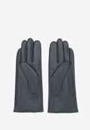 Damskie rękawiczki skórzane z ozdobnym stębnowaniem, ciemny  szary, 39-6A-007-8-M, Zdjęcie 2
