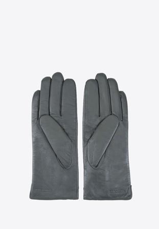 Damskie rękawiczki skórzane z ozdobnym szwem, szary, 39-6L-188-S-M, Zdjęcie 1
