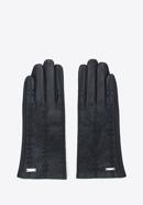Damskie rękawiczki skórzane z ozdobnymi przeszyciami, czarny, 45-6-235-1-X, Zdjęcie 3