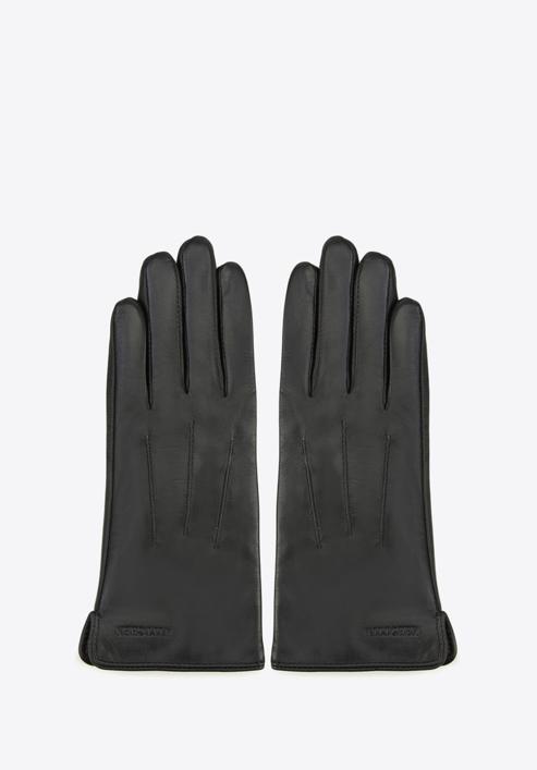 Damskie rękawiczki skórzane z pionowymi przeszyciami, czarny, 39-6L-202-1-V, Zdjęcie 3