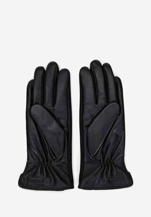 Damskie rękawiczki skórzane z połyskującym wykończeniem, czarny, 39-6L-904-1-V, Zdjęcie 2
