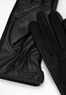 Damskie rękawiczki skórzane z połyskującym wykończeniem, czarny, 39-6L-904-1-S, Zdjęcie 4