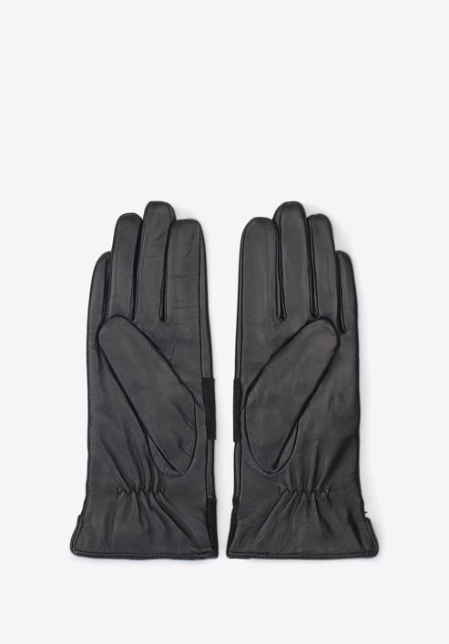 Damskie rękawiczki skórzane z poziomym pasem, czarny, 39-6-576-1-X, Zdjęcie 2
