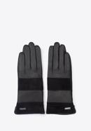 Damskie rękawiczki skórzane z poziomym pasem, czarny, 39-6-576-1-X, Zdjęcie 3
