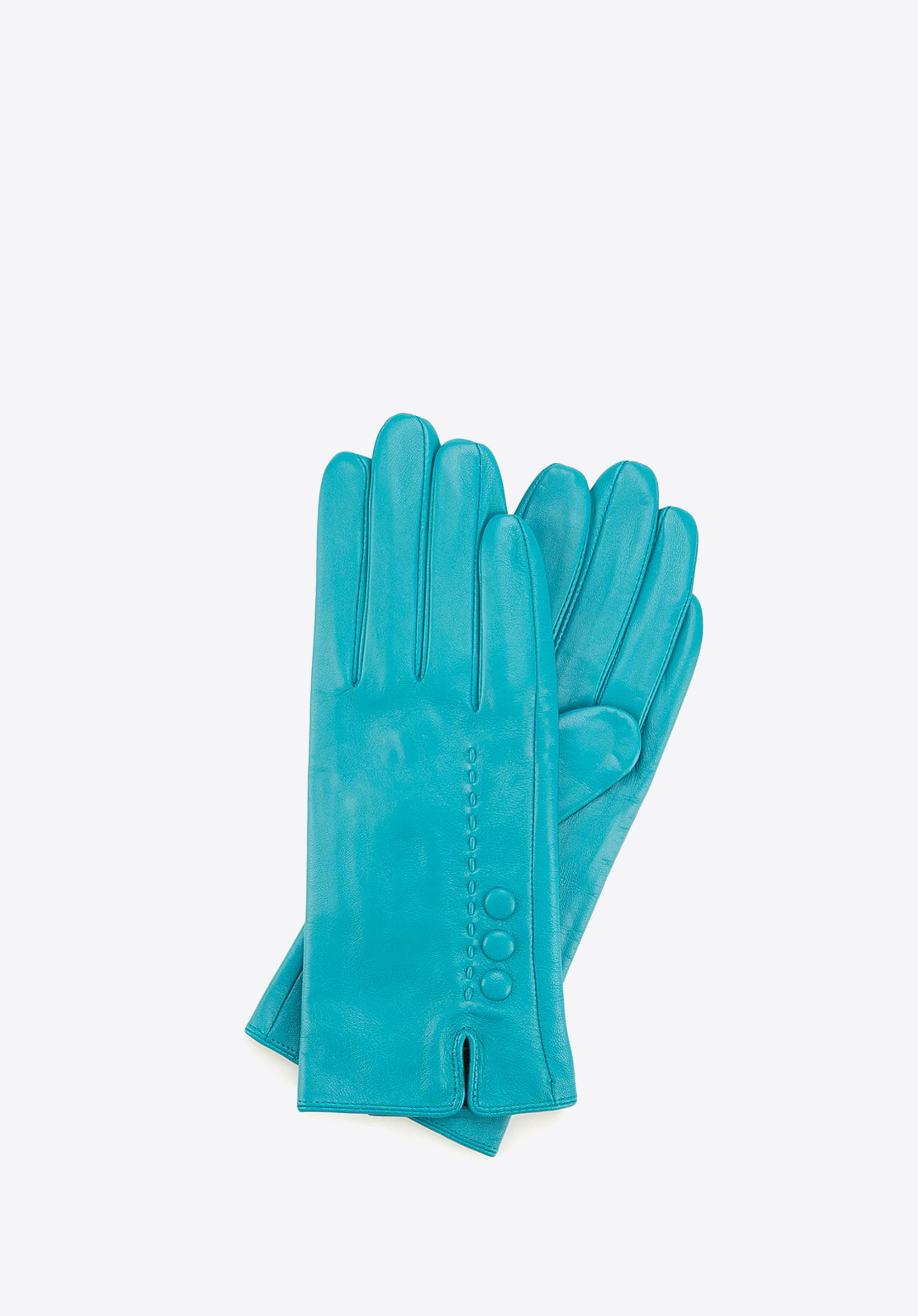 Women s leather gloves in turquoise colour WITTCHEN 45 6 524