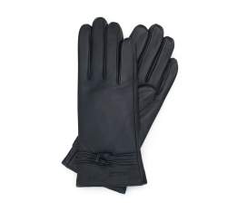 Damskie rękawiczki skórzane z supełkiem, czarny, 39-6A-009-1-M, Zdjęcie 1