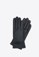 Damskie rękawiczki skórzane z supełkiem, czarny, 39-6A-009-Z-S, Zdjęcie 1
