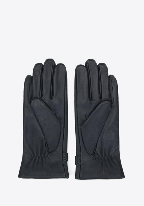 Women's leather gloves with knot detail, black, 39-6A-009-Z-S, Photo 2