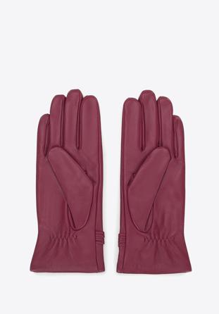 Damskie rękawiczki skórzane z supełkiem, wiśniowy, 39-6A-009-5-XL, Zdjęcie 1