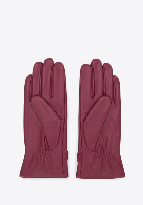 Women's leather gloves with knot detail, cherry, 39-6A-009-Z-S, Photo 2