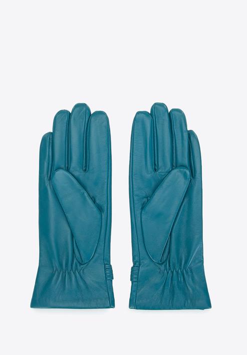 Damskie rękawiczki skórzane z supełkiem, ciemny turkusowy, 39-6A-009-Z-L, Zdjęcie 2