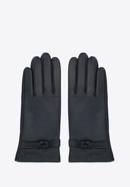Women's leather gloves with knot detail, black, 39-6A-009-Z-S, Photo 3