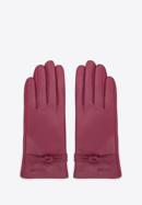 Damskie rękawiczki skórzane z supełkiem, wiśniowy, 39-6A-009-Z-M, Zdjęcie 3
