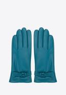 Women's leather gloves with knot detail, dark turquoise, 39-6A-009-Z-M, Photo 3