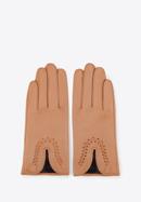 Damskie rękawiczki skórzane z wcięciem, camelowy, 39-6-552-LB-L, Zdjęcie 3