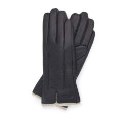 Damskie rękawiczki skórzane z wełnianym wnętrzem, ciemny brąz, 44-6-511-DB-X, Zdjęcie 1