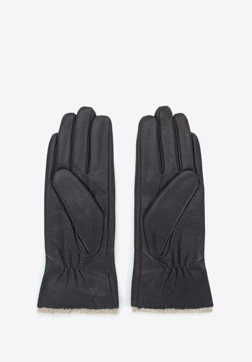 Damskie rękawiczki skórzane z wełnianym wnętrzem, ciemny brąz, 44-6-511-1-L, Zdjęcie 2