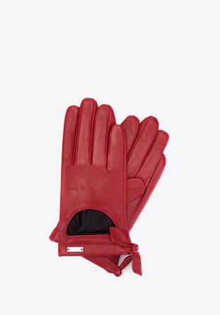 Damskie rękawiczki skórzane z wycięciem, czerwony, 46-6-302-2T-L, Zdjęcie 1
