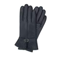 Damskie rękawiczki skórzane z wycięciem i klamerką, czarny, 39-6A-005-1-L, Zdjęcie 1