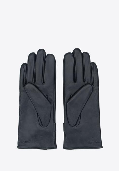 Damskie rękawiczki skórzane z wycięciem i klamerką, czarny, 39-6A-005-7-S, Zdjęcie 2