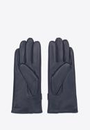 Women's buckle detail leather gloves, navy blue, 39-6A-005-1-S, Photo 2