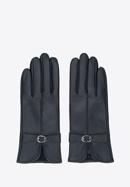 Damskie rękawiczki skórzane z wycięciem i klamerką, czarny, 39-6A-005-7-L, Zdjęcie 3