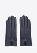 Women's buckle detail leather gloves, navy blue, 39-6A-005-1-L, Photo 3