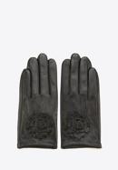 Damskie rękawiczki skórzane z wytłoczoną różą, czarny, 45-6-523-9-X, Zdjęcie 3