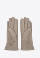 Damskie rękawiczki skórzane z zamszowymi wstawkami, beżowy, 39-6-559-6A-X, Zdjęcie 2