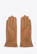 Damskie rękawiczki skórzane z zamszowymi wstawkami, camelowy, 39-6-559-LB-S, Zdjęcie 2