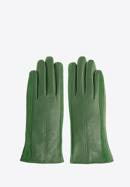 Damskie rękawiczki skórzane z zamszowymi wstawkami, ciemny zielony, 39-6-559-6A-L, Zdjęcie 3