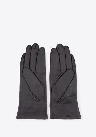 Damskie rękawiczki skórzane ze sprzączkami, czarny, 39-6-573-1-S, Zdjęcie 1