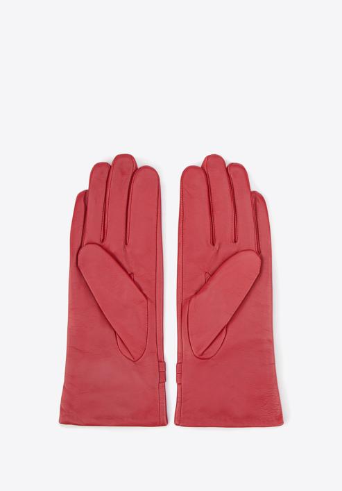 Damskie rękawiczki skórzane ze sprzączkami, czerwony, 39-6-573-1-L, Zdjęcie 2