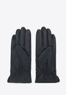 Damskie rękawiczki skórzane ze wstawką o fakturze egzotycznej skóry, czarny, 45-6A-015-2-S, Zdjęcie 2