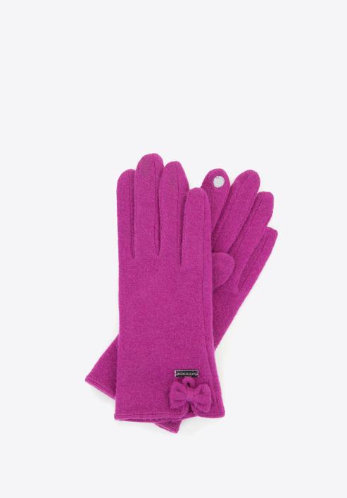 Damskie rękawiczki wełniane do smartfona, purpurowy, 47-6-X92-P-U, Zdjęcie 1