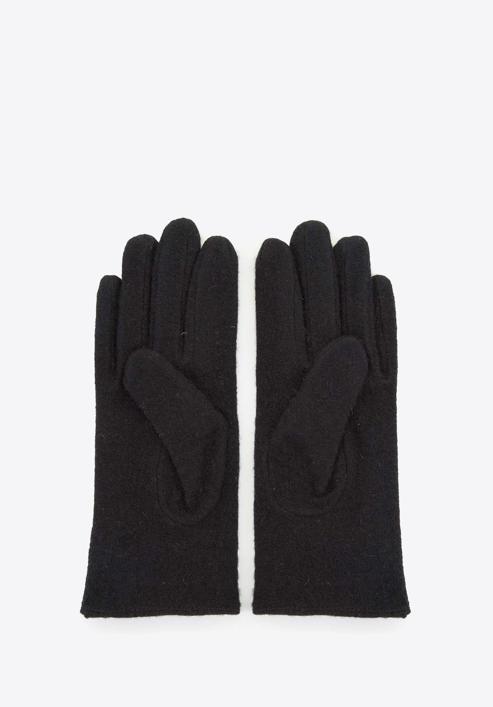 Women's wool gloves with a bow detail, black, 47-6-X91-2-U, Photo 2