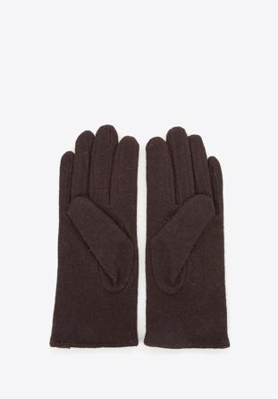 Damskie rękawiczki wełniane z kokardką, brązowy, 47-6-X91-4-U, Zdjęcie 1