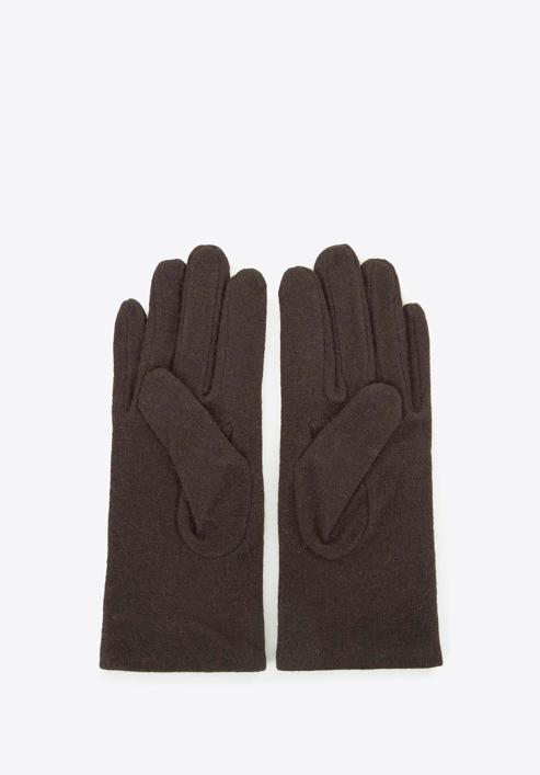 Women's wool blend gloves with a rosette-shaped decoration, brown, 47-6-X90-4-U, Photo 2