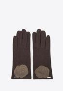 Women's wool blend gloves with a rosette-shaped decoration, brown, 47-6-X90-4-U, Photo 3