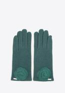 Damskie rękawiczki wełniane z rozetką, zielony, 47-6-X90-4-U, Zdjęcie 3
