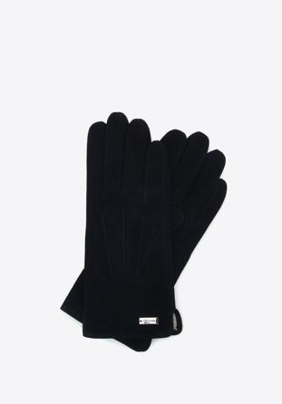 Damskie rękawiczki welurowe, czarny, 44-6A-017-1-S, Zdjęcie 1