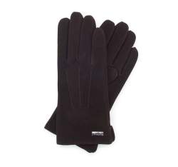 Damskie rękawiczki welurowe, ciemny brąz, 44-6A-017-4-M, Zdjęcie 1