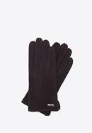 Damskie rękawiczki welurowe, ciemny brąz, 44-6A-017-3-M, Zdjęcie 1
