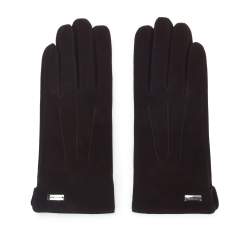 Damskie rękawiczki welurowe, ciemny brąz, 44-6A-017-4-M, Zdjęcie 1