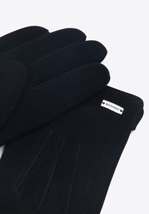 Damskie rękawiczki welurowe, czarny, 44-6A-017-3-L, Zdjęcie 4