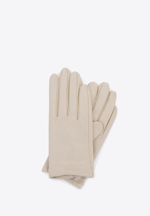 Women's smooth leather gloves, cream, 46-6-309-A-L, Photo 1