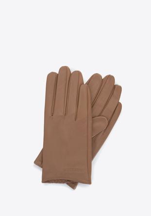 Damskie rękawiczki z gładkiej skóry, jasny brąz, 46-6-309-L-M, Zdjęcie 1