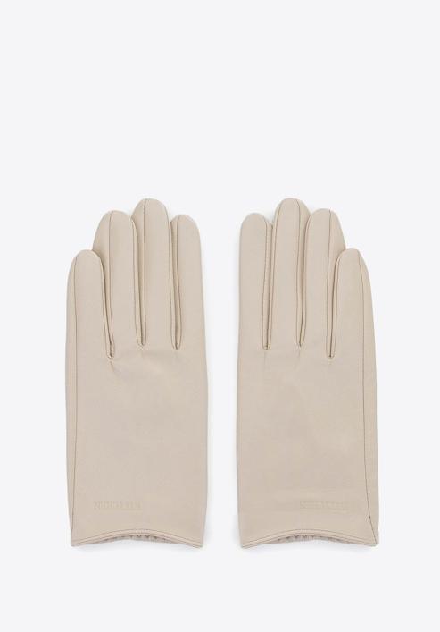 Damskie rękawiczki z gładkiej skóry, kremowy, 46-6-309-G-L, Zdjęcie 3