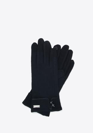 Damskie rękawiczki z guzikami, czarny, 47-6A-003-1-U, Zdjęcie 1